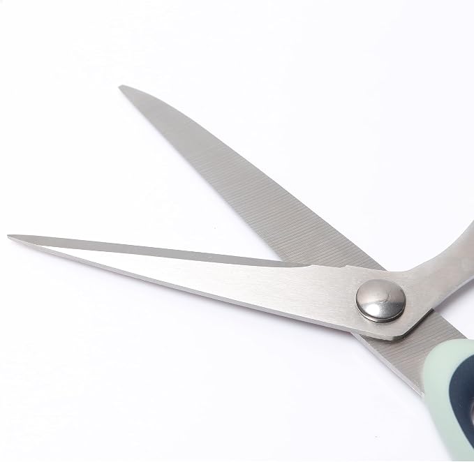 8.5" Multipurpose Heavy Duty Sharp Scissors, Blue With Cover | Soft Grip Handle, Suitable for Households, Offices and Arts and Crafts, Leather Protective Cover