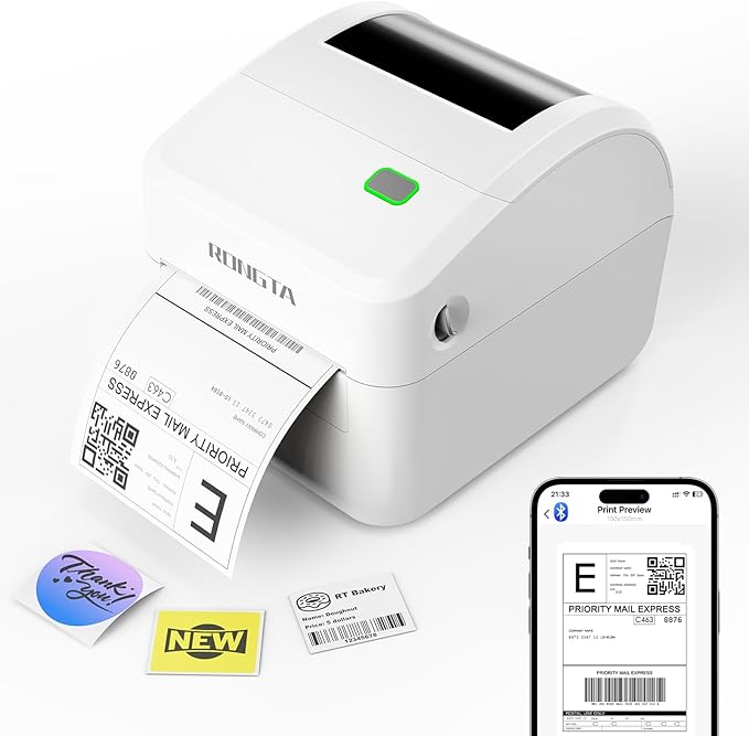 Rongta Thermal Shipping Label Printer, Wireless 4x6 Bluetooth Label Sticker Printer for Shipping Packages for Small Business,Compatible with Windows macOS Android and iOS