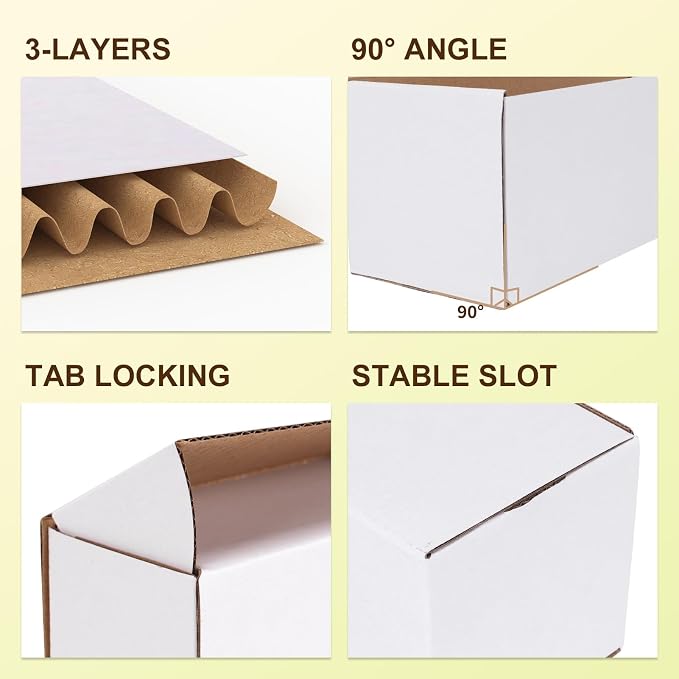 WIFTREY 12x8x6 inches White Shipping Boxes set of 15, 12 x 8 x 6 Corrugated Cardboard Boxes for Packaging Small Business, Moving, Mailing