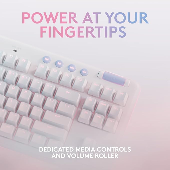 Logitech G715 Wireless Mechanical Gaming Keyboard with LIGHTSYNC RGB, Lightspeed, Linear Switches (GX Red), and Keyboard Palm Rest, PC/Mac Compatible - White Mist