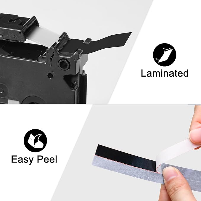 24mm Black Label Tape TZe-355 Replacement for Brother P Touch TZe TZ Tape (Pack of 2)