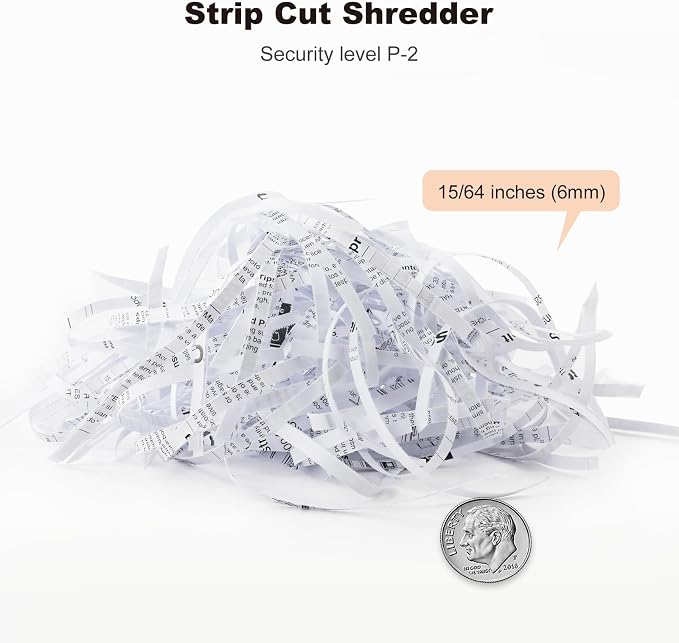 Bonsaii 6-Sheet Small Strip Cut Paper Shredder for Home,Without Basket | Extendable Arm Design, Overheat Protection, 3.4 Gal Wastebasket, Small Shredder for Home Office Use