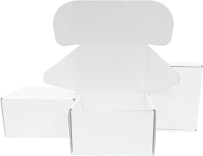 Small White Box 7 x 5 x 4 Inch 50 Pack Recyclable Corrugated Gift Mailers Storage Business Packaging Shipping Boxes
