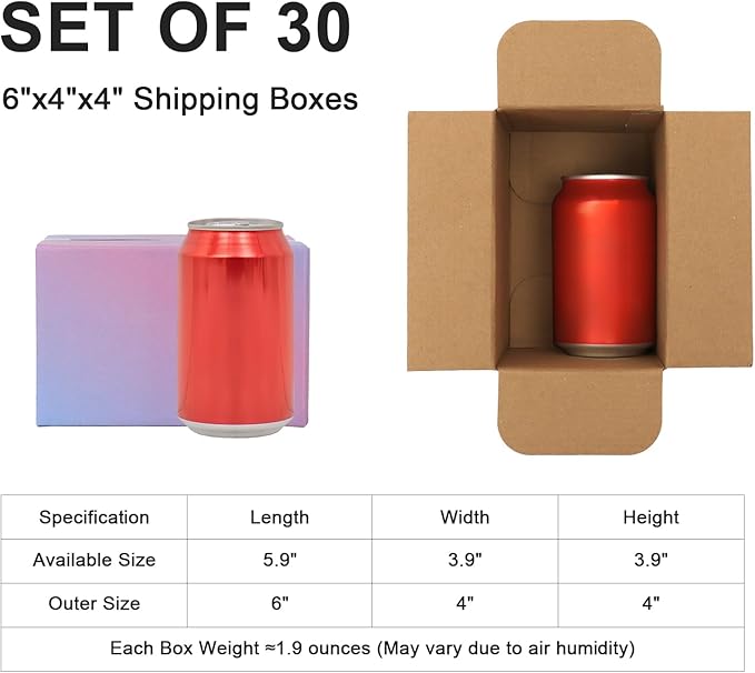 6x4x4 Small Shipping Boxes, 30 Pack Purple Cardboard Mailer Box, Gift Boxes for Packaging Small Business