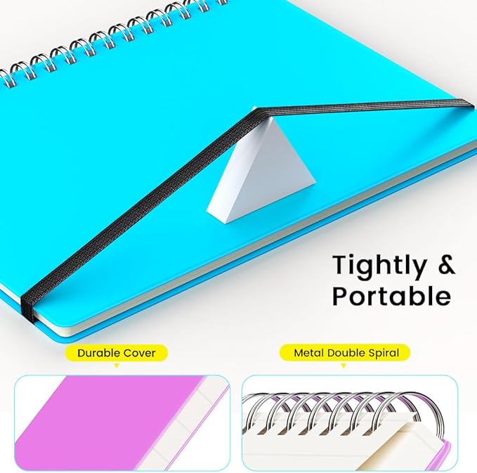 BEYONG Spiral Journal Notebook - 2 Pack Small Size, Lined Journals for Writing, Journaling, Note Pad, Diary, Work & School, Men & Women (Blue, 5x7)
