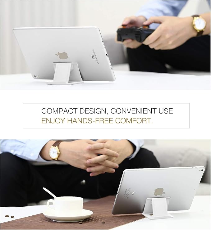 MoKo 2 Pack Cell Phone Stand for Desk, Tablet Stand for 4"-11" Devices | Ultra-light, compact foldable design, fits iPhone, iPad, Galaxy & e-readers, 6 adjustable angles, portrait/landscape viewing