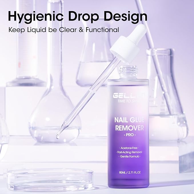 Gellen Nail Glue Remover for Press on Nails, 80ML Gel Nail Glue Remover for Fake Tips, Non Acetone Gentle Glue Off for False Nails, Odorless Easy Glue Debonder, Not for Gel Nail Polish
