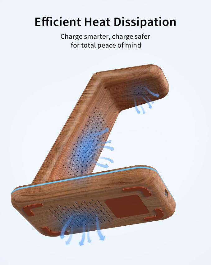 JoyGeek 3 in 1 Charging Station for Apple Devices, Wireless Charger Stand for iPhone 17/16/15/14/13/12/11/SE/X Pro Max Plus - Apple Watch 11/10/9/Ultra 2/8/SE/7/6/5 - AirPods Pro 2/3/2