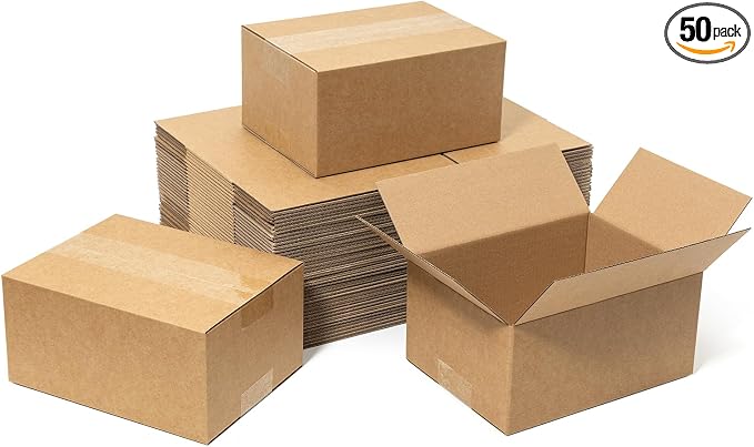 Mefleet 8x6x4" Small Shipping Boxes 50 Pack Corrugated Cardboard Box Brown | 3 Layers, Bulk quantity, Packaging for Small Business, Mailer Mailing Packing Supplies