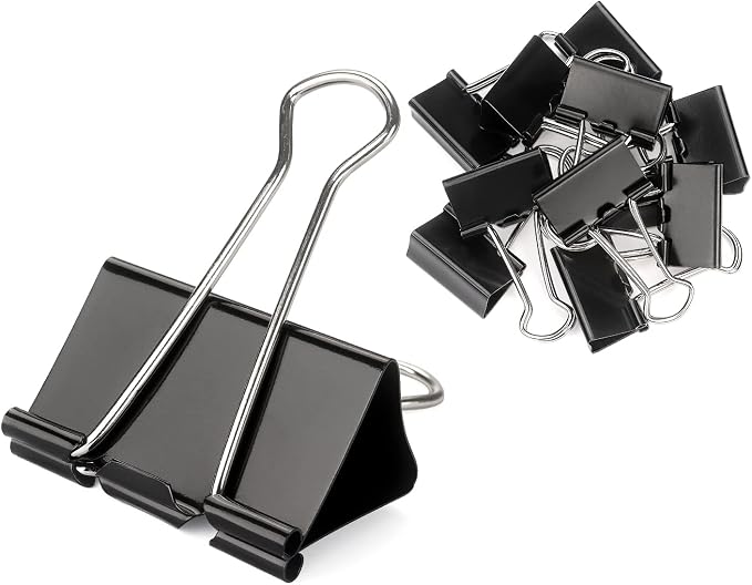 ZZTX 36 Pack Binder Clips 1.3 Inches Black | Paper Clamps Clips, Durable steel, Rust-resistant, Strong spring