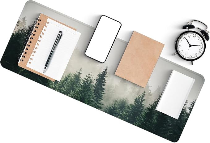 Gaming Mouse Pad with Anti-Slip Rubber Base, Extended Large Computer Mouse Mat with Stitched Edges, Long XL Anime Mousepad for Laptop and Keyboard, 31.5 x 11.8 inch (Forest Tree)