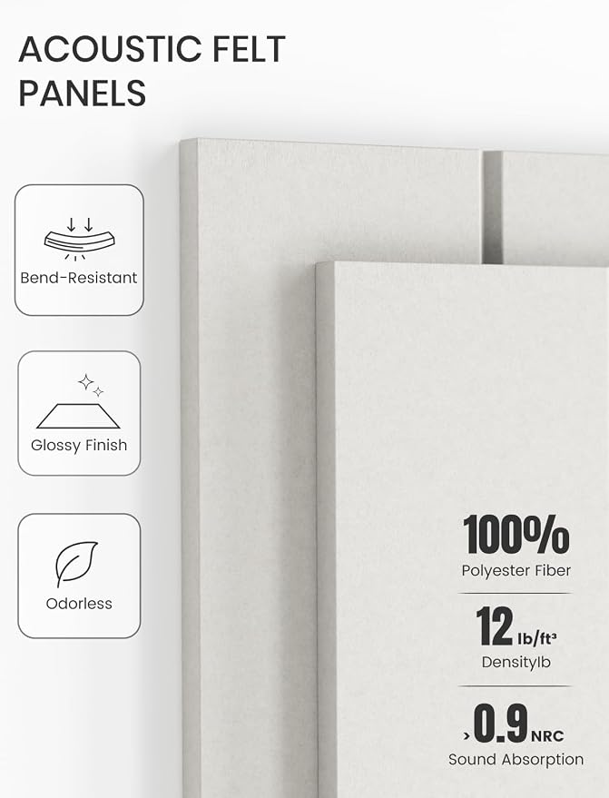 Fluxynara 48" x 36" Large Felt Bulletin Board, Milky White | 12 Pack Cork Board Alternative with 60 Safe Adhesive Tabs, Pin Boards for Wall Decor, Home, Office, Classroom,Dorm