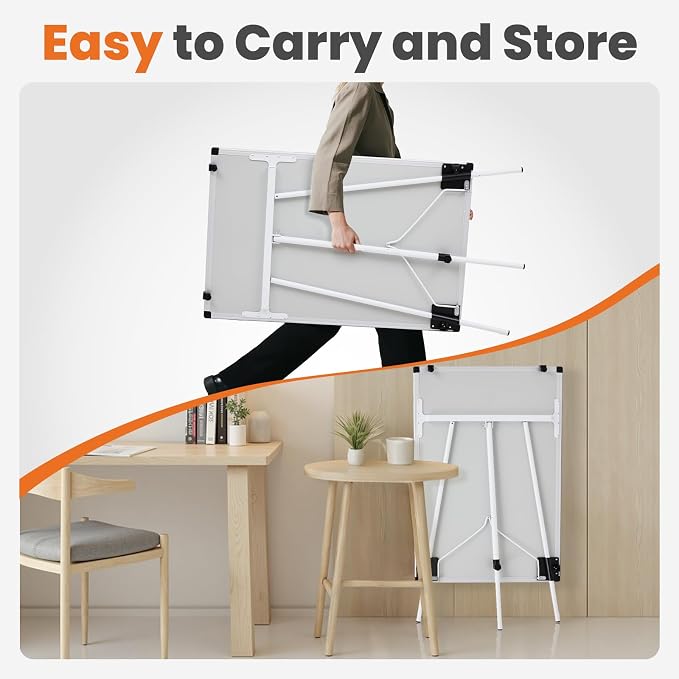 OLIXIS 40" x 28" Magnetic White Board with Stand, Standing Dry Erase Board, Whiteboard with 1 Dry Eraser & 2 Multicolor Markers & 4 Magnetic Pins, Aluminium Frame for Home, School, Office, White