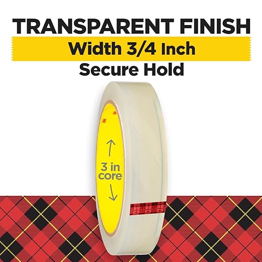 Scotch Transparent Tape, 3/4 in x 2592 in, 1 Roll