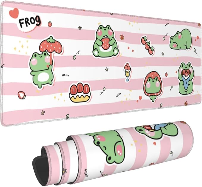 Cute Frog Mouse Pad XL Large Mousepad Non Slip Rubber Base Desk Mat for Laptop Computer Gaming 31.5" X 12"