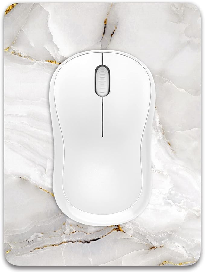 Dapesuom Small Mouse Pad, 6 x 8 Inch Thick Rubber Premium-Textured Non-Slip Portable & Washable Mini Mouse Mat for Women Men Wireless Laptops Keyboard Tray Gaming Computer Office Travel, White Marble