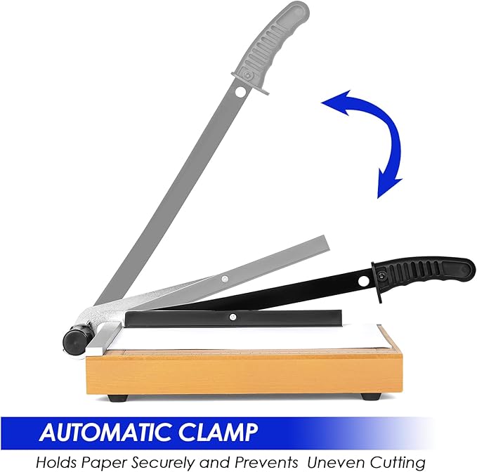 CreGear Paper Cutter, 12" Wood Guillotine Paper Trimmer, 12 Sheet Capacity, Heavy Duty Paper Slicer with Adjustable Guide, Safety Guard and Blade Lock