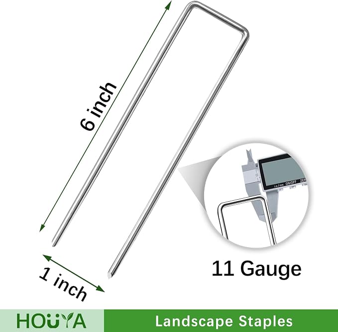 40 Pack Landscape Staples 6 Inch 11 Gauge Garden Stakes Galvanized Garden Staples Pins Anti-Rust Ground Stakes for Landscape Fabric, Weed Barrier, Irrigation Tubing (6"x 1")