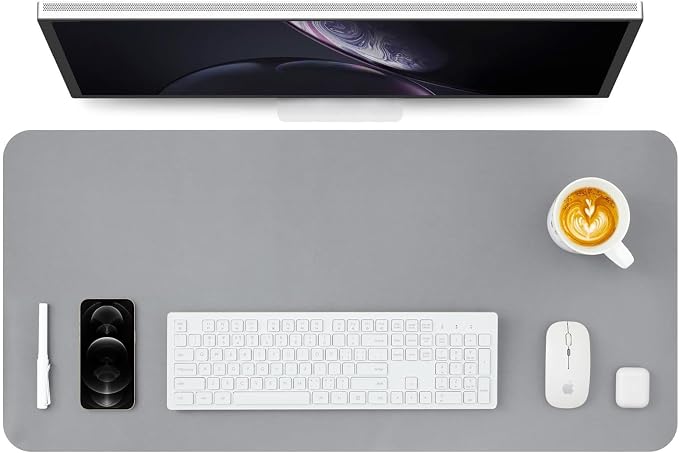 HOMIEAZICOZI Leather Desk Mat - Non-Slip PU Pad for Office and Home Organization Accessories Ideal Large Mouse Mats on Top of Desks (Dark Gray,36''x 17'') (DPD-DGr-L)