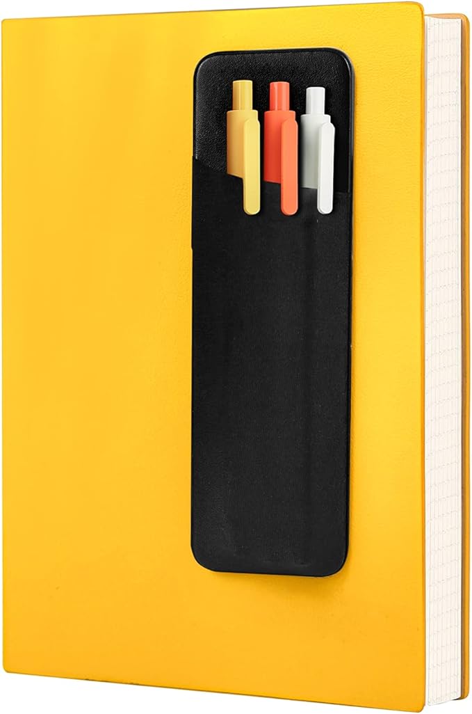 Epessa Stick-On Pen Holder for Notebook, Adhesive Pencil Sleeve Pouch for Hardcover Journals, Planners, Notebooks, Reusable Pen Pocket Organizer Easy to Remove (1 Pack)