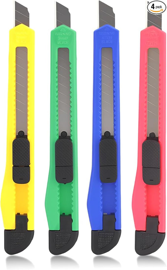 4 Pack Box Cutter Utility Knife, Mini Box Cutters Retractable Opener, Professional Razor Blade Knives, Small Snap Off Paper Knife by Untrytb