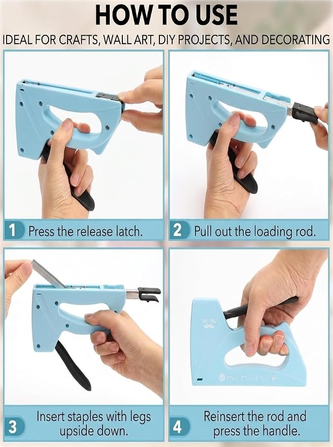 Mr. Pen- Light Duty Staple Gun with 2100 Staples and Staple Remover | 1/4, 5/16, 3/8 Inch, Blue, Stapler Gun for Wood, Upholstery, Fabric, Crafts, DIY and Decoration