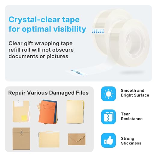OWLKELA 30 Rolls Tape Refills, Clear | Transparent Glossy Tape, All-Purpose, Ideal for Office, Home and School