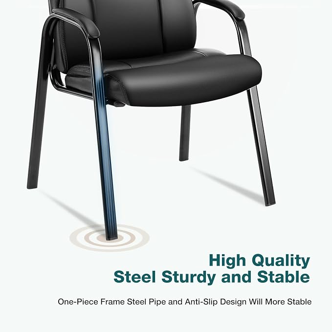 OLIXIS Office Waiting Room Chairs Set of 1, Stationary Side Guest Chair | PU Leather, Comfy Padded Arms, Fit Home Conference Meeting Lobby Area, Medical Clinic Church