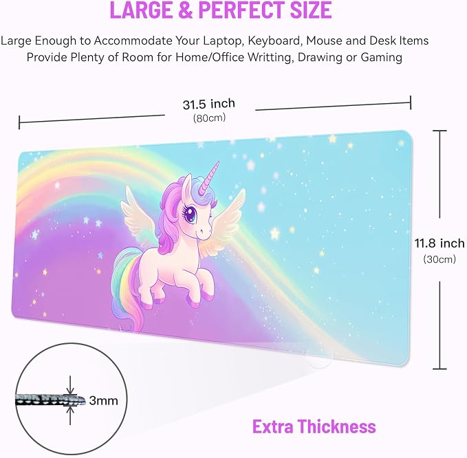 Mousepad Desk Mat Gaming Large Keyboard Cute Office Desktop Computer Laptop Cartoon XXL Long Giant Big Kawaii Aesthetic Girly Pretty Design Women Girl Gamer Oversized Wide 30x12'' Mousepad