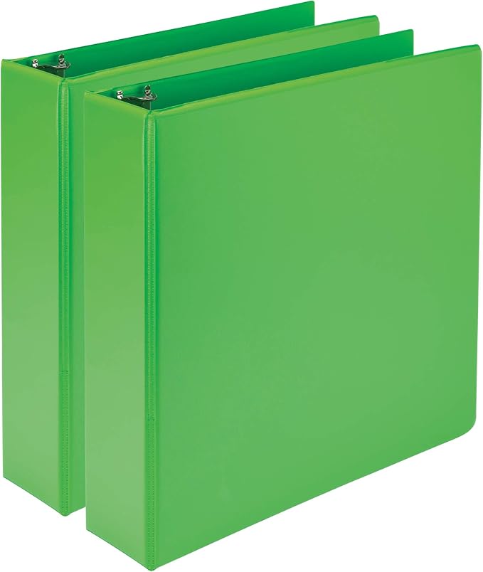 Samsill Plant-Based 2 Inch Durable Round Ring, View Binder, Eco-Friendly, USDA Certified Biobased, 2 Count, Pack of 1, Lime Green
