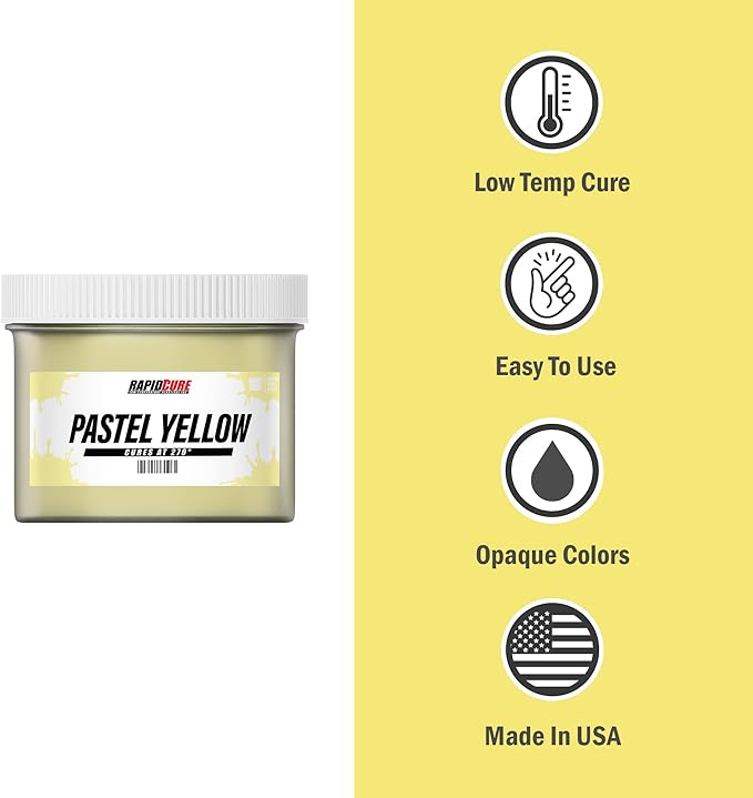 Rapid Cure® Screen Printing Ink Pastel Yellow (Pint - 16oz.) - Plastisol Ink for Screen Printing Fabric - Low Temp. Curing Plastisol by Screen Print Direct - Yellow Plastisol Ink for Silk Screens