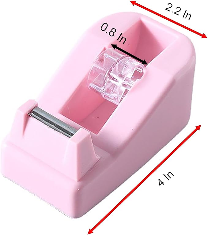 Small Tape Dispenser, Pink Tape Cutter for Less Than 0.8 Inch Wide Tape Durable and Not Easily Broken for Household and Work (Pink)