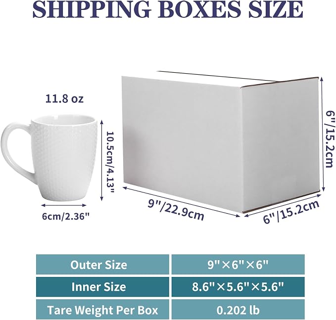 Shipping Boxes 9X6X6 Set of 25, White Corrugated Cardboard Box for Mailing Business Packaging