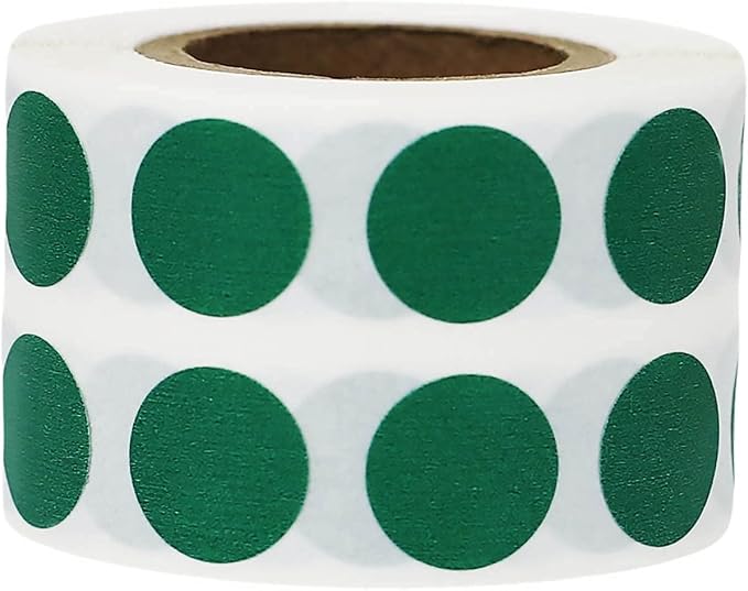Green 1/2" Inch Round Adhesive Labels 1,000 Color Coding Dot Stickers for Efficient Inventory Management, Crafting Projects, and Organizational Tasks in Offices, Schools, and Homes