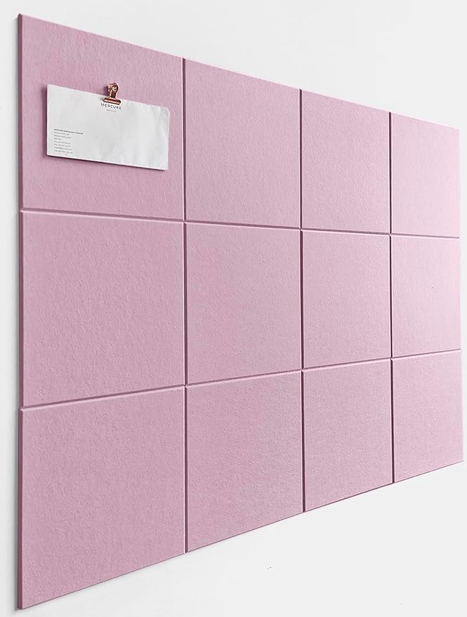 Felt Bulletin Board Tiles 12-Pack – Cork Board Alternative, Pin Board for Walls, Custom Size Wall Display – Greenguard Gold Certified - Sakura