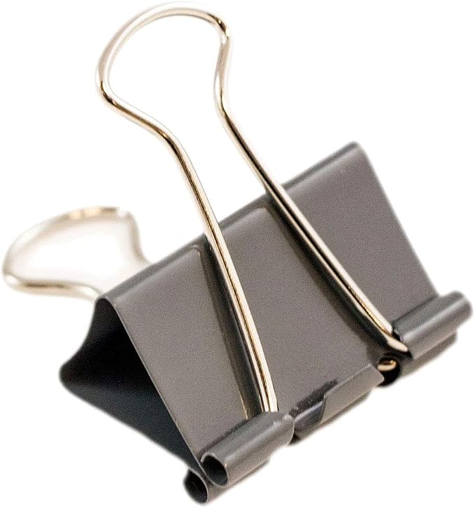 JAM PAPER Colorful Binder Clips - Medium - 1 1/4 Inch (32 mm) - Grey Binderclips - 15/Pack