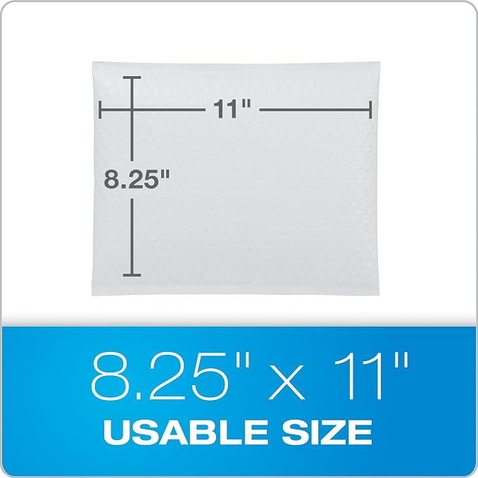 Quality Park Bubble Mailers,8.25 x 11 Shipping Envelopes,Water Resistant White Poly Padded Envelopes,Redi-Strip Peel Off Closure,25/Box (QUA85859),(Pack of 4)