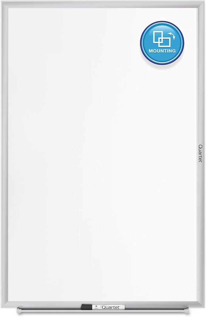 Quartet Dry Erase White Board 60"W x 36"H Magnetic Whiteboard, Nano-Clean, Silver Aluminum Frame (SM535)