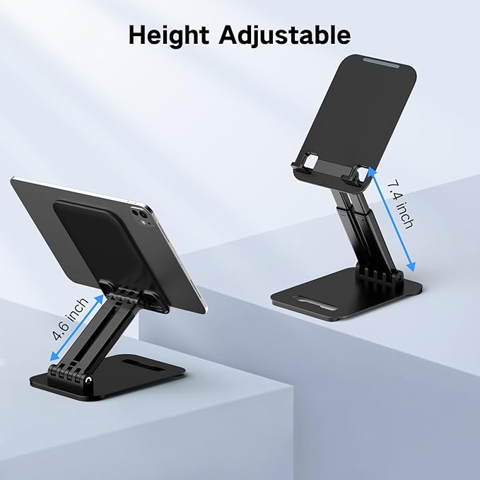 Tablet Stand for iPad Holder, Adjustable Tablet Holder for Desk, Foldable Portable Monitor Stand Compatible with 4-16" Tablets Such as Kindle, Switch, iPad Pro/Air/Mini