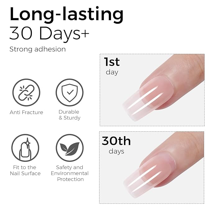TOMICCA 4 In 1 Gel Nail Glue 30g UV Nail Glue for Press ons Semi Solid Nail Gel Glue Strong Nail Glue on Nails Tips for Fake Acrylic Nails Extension - UV Light Required