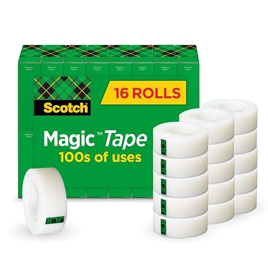 Scotch Magic Tape, Invisible, Home Office Supplies and Back to School Supplies for College and Classrooms, 16 Rolls