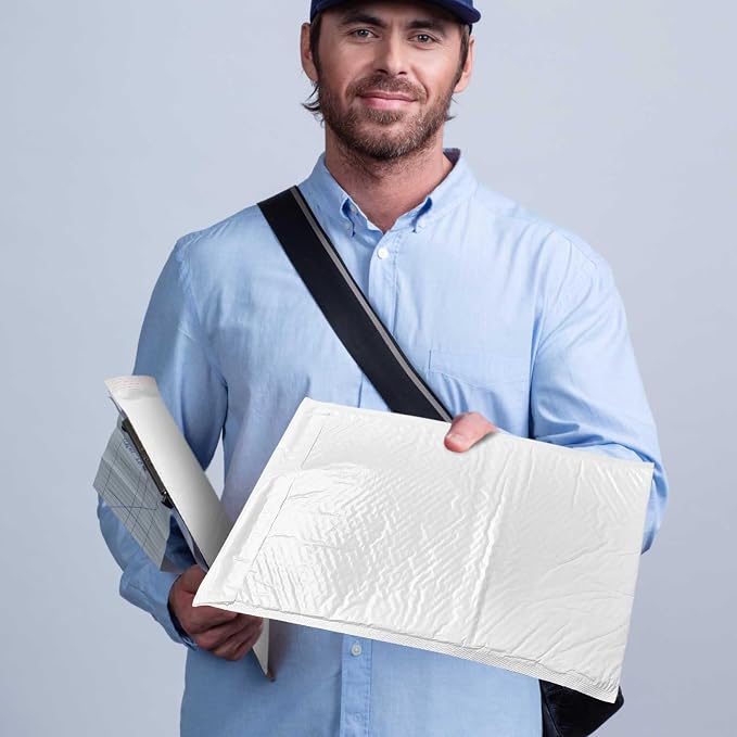 30 Pcs Bubble Poly Mailers Padded Envelopes,White,12 X 16 Inches | Large Mailing Bags for Small Business, Self Seal Waterproof Shipping Envelopes, Resealable Cushioned Poly Mailers Bulk