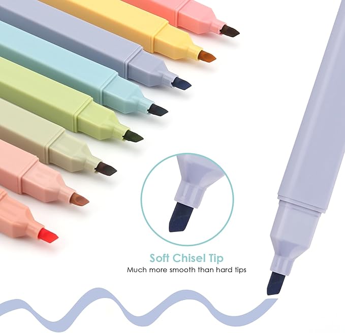 YISAN Highlighters Pastel No Bleed,Assorted Colors Bible Pens,Aesthetic,Soft Tip for Book,Journal,70962
