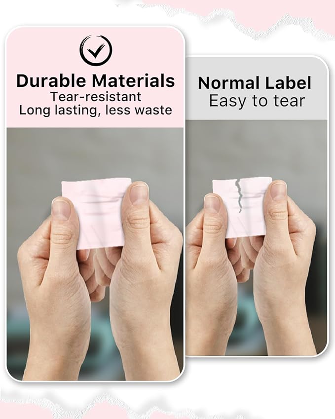 iEager Pink Square Thermal Label Stickers, 2"x2" Self-Adhesive Square Direct Thermal Labels with Perforation Line, 500 Sheets/Roll