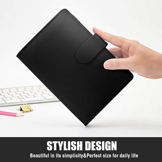 Sooez A6 Notebook Binder, 6 Ring Planner PU Leather Personal Organizer With Magnetic Buckle Closure, Loose Leaf Portfolio Cover, 7.48"x5.2"
