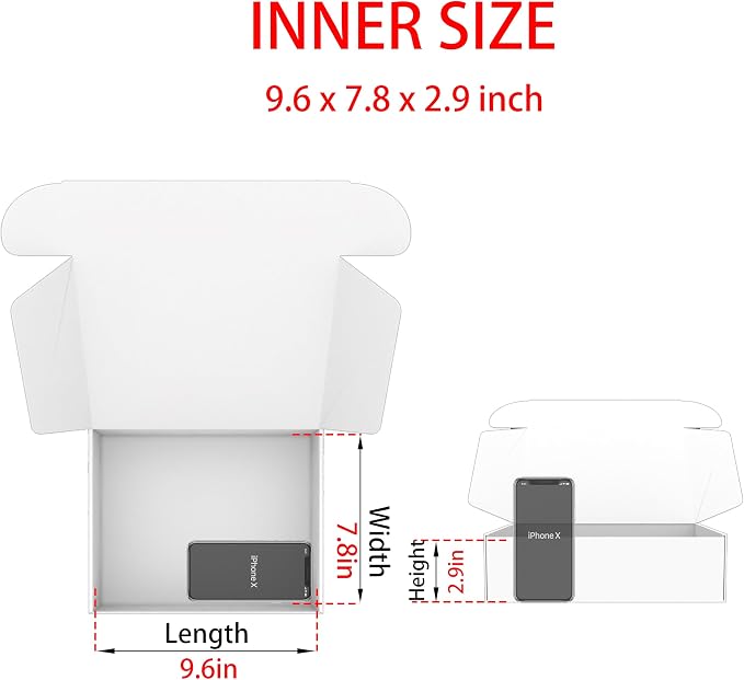 10x8x3 Shipping Boxes Black Mailer Corrugated Cardboard Box Set of 25 | for Packaging, Literature, Packing, Mailing, Storage, Small Business, Moving, Gift, Supplies, Quick Fold, Tab Locking