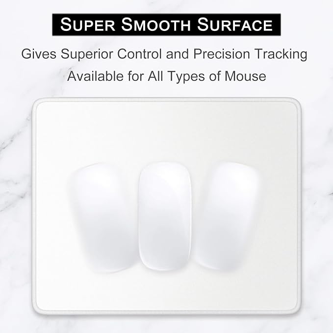 Hsurbtra Mouse Pad, Premium-Textured Square Mousepad 10.2 x 8.3 Inch, Stitched Edge Anti-Slip Waterproof Rubber Pretty Cute Computer Mat for Office Gaming Laptop Women Kids Ivory White