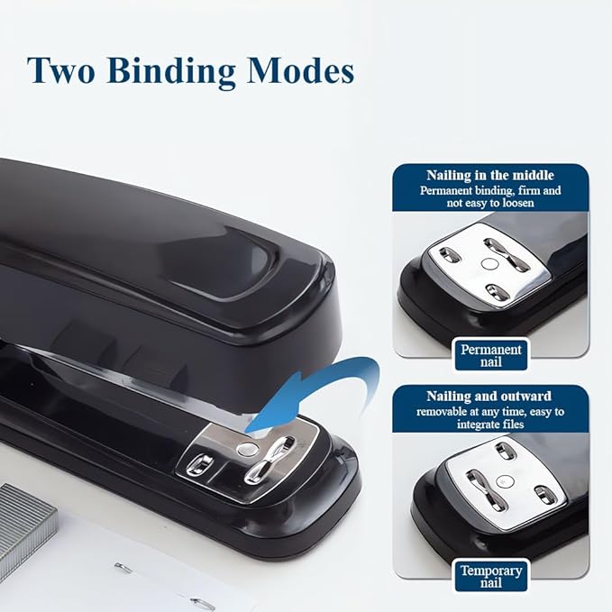 M&G Desktop Stapler with 25 Sheet Capacity, Two Binding Modes, Basic Stapler Set with 1000 Staples and Remover, Durable Staplers for Office Home (Black)