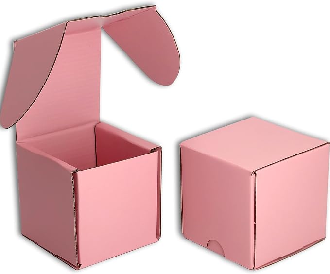 3x3x3 Shipping Boxes Set of 50, Pink Mailer Corrugated Cardboard Box | for Packaging, Literature, Packing, Mailing, Storage, Small Business, Moving, Gift, Supplies, Quick Fold, Tab Locking