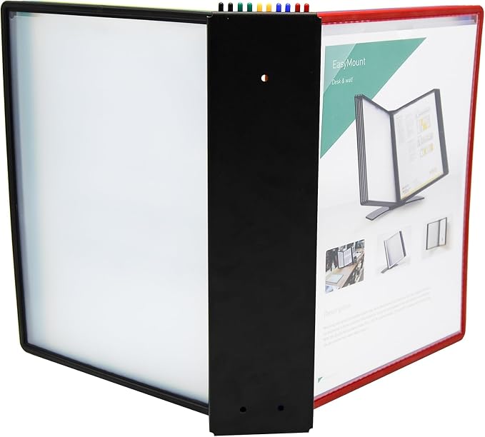Tarifold Wall Mount Reference System, 10 Easy-Load Pockets, Assorted Colors | 10 Double-Sided Polypropylene Pockets, Holds 20 Letter-Size Sheets, Sturdy Wall-Mount Bracket, Quick and Easy to Install